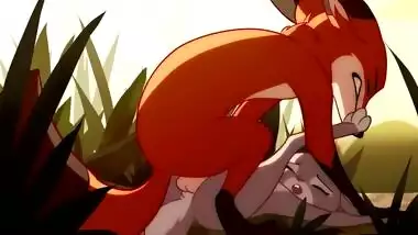 Patreon/Blitzdrachin : Straight yiff animation , cum inside, size difference , fox and rabbit