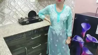 Desi Indian Big Boobs step Mom teaches her StepSon How to fuck in kitchen ( Hindi Audio )