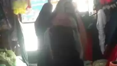 Pakistani shop owner having sex with two customers