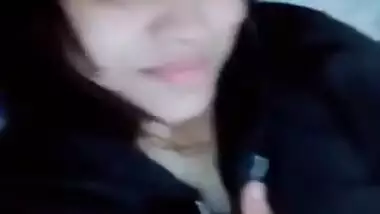 Shy Desi teen flashes XXX breasts during video chat with boyfriend