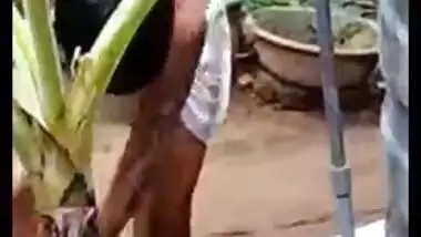 Lankan wife outdoor bath captured secretly on cam