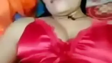 Booby Bhabhi Stripping Off Red Night Gown