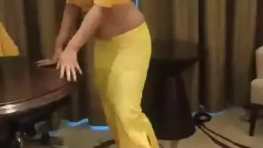 Desi wife in yellow saree shared