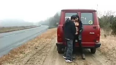 Horny Hitchkiker Sucks And Fucks By The Road