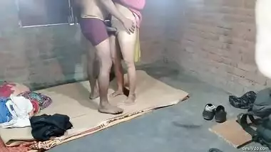 Village couple enjoying standing fucking session for a change