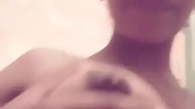 Cute Desi Girl Sucking Her Boobs