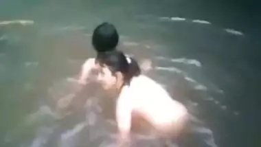 Indian naked girls taking bath in the lake