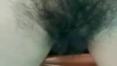 Desi wife showing her hairy wet pussy