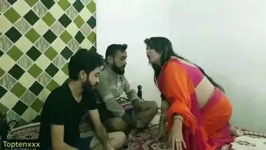 Indian hot xxx threesome sex! Malkin aunty and two young boy hot sex! clear hindi audio