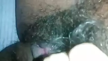 college girl self fingering her hairy pussy