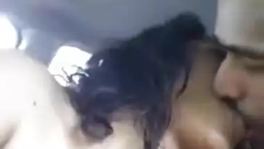 Rich Desi girlfriend sucking bf's cock in car