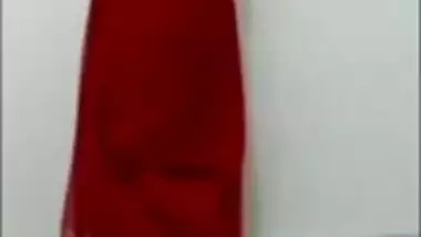 Red Saree Telugu bhabhi Radha strip tease