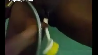 Desi Indian guy making his wife Velamma masturbate using toilet brush dirty video