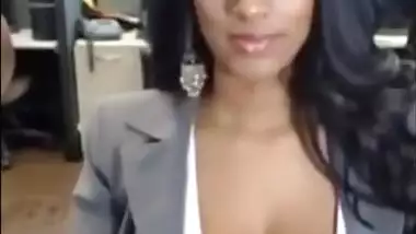 Beautiful Indian Woman Strips While At The Office