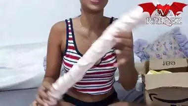 Female Masturbation In Unboxing A Really Big Toy