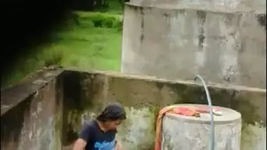 Cute Desi Girl Out Door bathing