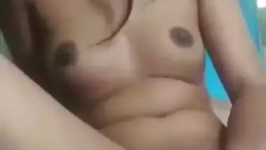 Beautiful horny girl masturbating pussy with brinjal