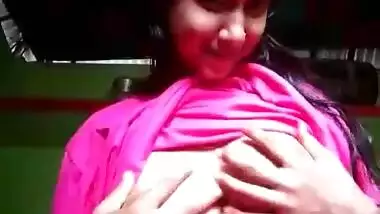 Busty Bengali college girl playing with her big boobs