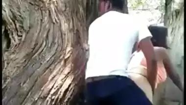 Excited Indian couple has spontaneous outdoor sex in XXX doggystyle