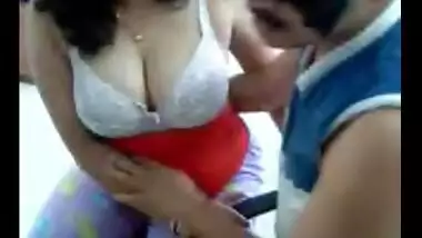 Big tits fondled arousing masked aunty