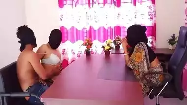 Two Indian Girls And A Men Are Fucking Inside Their Office