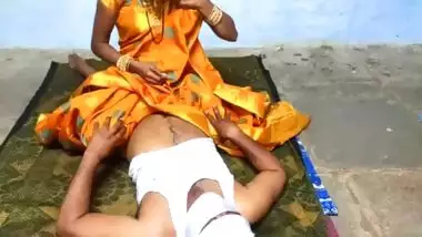 Sex with a Telugu wife in the middle of the night in a dark yellow sari