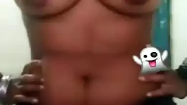 Busty sexy Tamil girl goes topless in a live video call