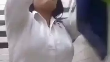 Indian office girl showing big tits in toilet