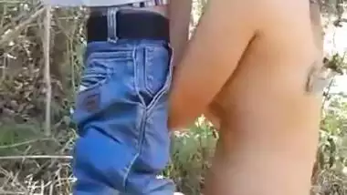 Outdoor Nepali porn of a girl sucking a dick and fucking