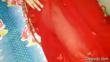 New Indian wife fuck all style in red saree