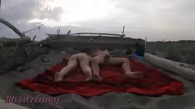 Strangers caught us masturbating on nudist beach in Maspalomas Dunes Canary with cumshot Part 2