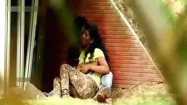Wife in a sex sari flirts with her XXX Indian lover outdoors being caught