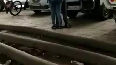 Indian guy films on XXX camera how young couple makes out in street
