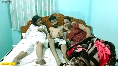 Desi hot boy fucking two hot girls together! Indian threesome sex
