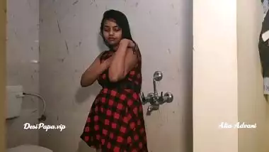 beautiful Indian desi bollywood model Alia Advani in bathroom taking shower