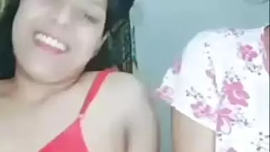 Two girls record their desi lesbian porn during a live show