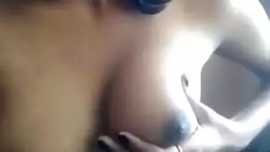Horny Girl Pressing Her Own Boobs