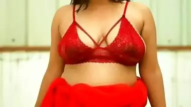 desi hot aunty black nipple through red bra and costume