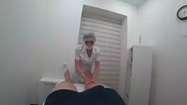 Foot massage ended with a hot blowjob from a cute nurse