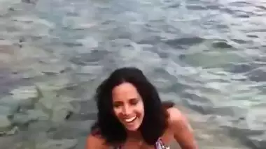 Padma Lakshmi in bikini in the water