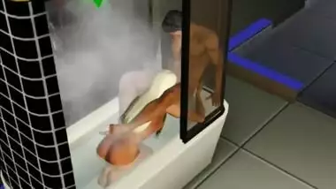 Blowjob in the shower! Made a sister | porno game, 3d, sims sex