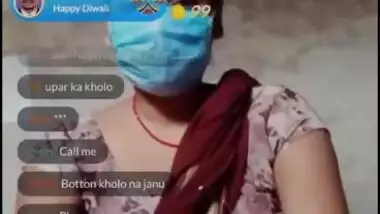 Face masked village wife live cam show to earn money