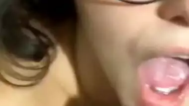 Cute Girl With Glasses Takes Cum In Mouth Swallows And Licks It Nicely