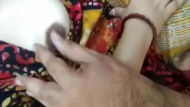 Desi female pulls right chest out to let porn partner touch it