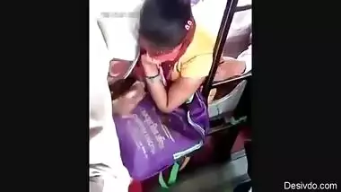 Desi girl boobs pressed hard in public transport and she is enjo