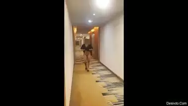 Pranya in transparent lingerie flashes at Hotel Lobby