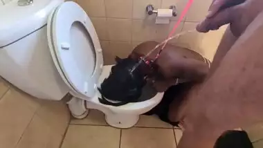 Human Toilet Indian Whore Get Pissed On And Get Her Head Flushed Followed By Sucking Dick