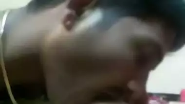 The horny guy sucks his GF’s big boob in a Telugu sex video