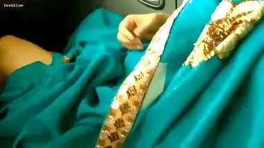 Desi wife boobs press and bj on car