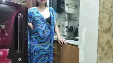 Indian stepmom watches and enters her stepson's Kitchen to fuck him